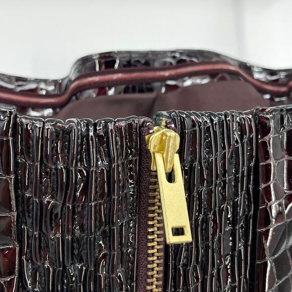 retrofete | Merida Leather Dress in Port Patent Crocodile Strapless Mini M - Picture 10 of 15